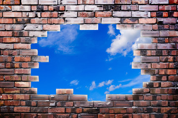 レンガと青空