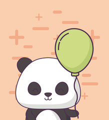 Fototapeta premium birthday card with cute bear panda kawaii character vector illustration design
