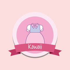 cute girl clothes kawaii style with ribbon vector illustration design
