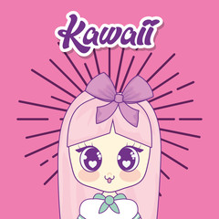kawaii girl sunburst frame vector illustration design