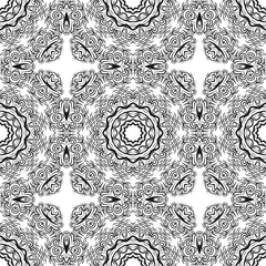Floral Geometric Pattern with hand-drawing Mandala. Vector illustration. For fabric, textile, bandana, scarg, print.