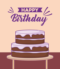 sweet cake birthday kawaii style vector illustration design