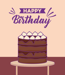 sweet cake birthday kawaii style vector illustration design