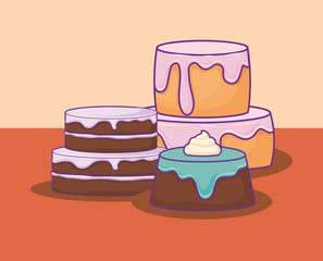 sweet cake birthday kawaii style vector illustration design