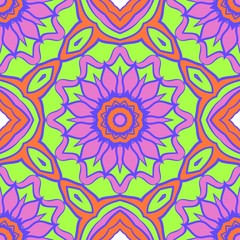 Vector illustration. Modern floral geometric pattern. Seamless design for scrapbooking, background, interior