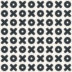 Tic Tac Toe game seamless abstract pattern monochrome or two colors vector