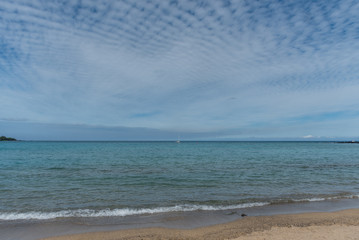 Strange sky over the Pacific ocean in the aftermath of the volcanic eruption on the Big Island of Hawaii