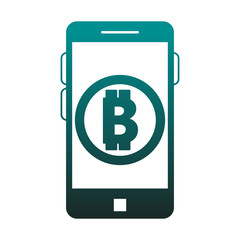 Bitocoin and smartphone vector illustration graphic design
