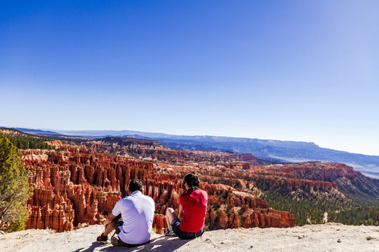 Couple Looking At Bryce Canyon At Inspiration Point