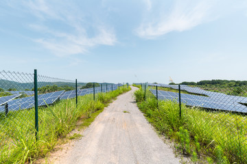 Fototapeta na wymiar solar power plant on hillside