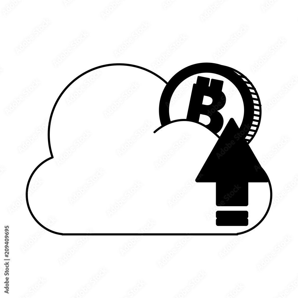 Poster Cloud computing and bitcoin vector illustration graphic design