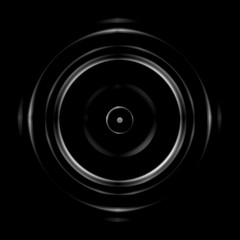Abstract white circular lens on black background