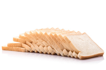 Slices of fresh white bread isolated on white