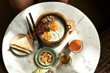 Having Breakfast in the morning.