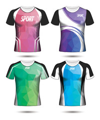 Set of Soccer sport t-shirt layout design poly template and polo shirt vector illustration