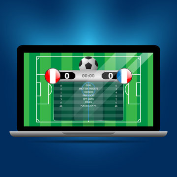 soccer statistics board on laptop