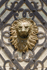 lion head door in the castle-palace of Peles