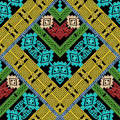 Colorful geometric greek vector seamless pattern.