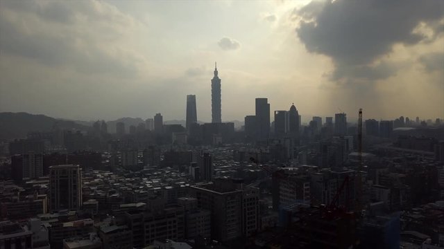 sunny day taipei city high aerial panorama 4k taiwan

