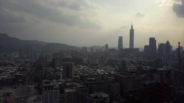 sunny day taipei city centre high aerial panorama 4k taiwan
