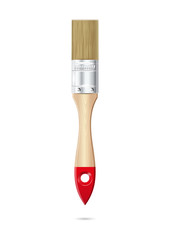 Paint brush with a wooden handle. Paintbrush isolated on a white background. Brush for applying paint. Realistic vector illustration