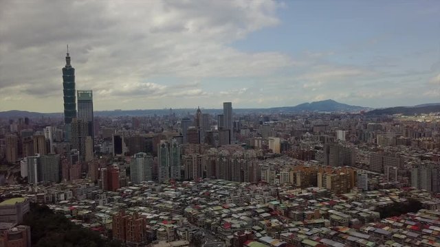 sunny day taipei city center aerial panorama 4k taiwan