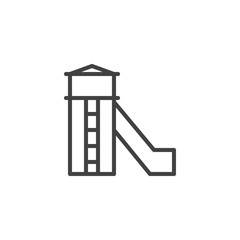 Water slide outline icon. linear style sign for mobile concept and web design. water park simple line vector icon. Symbol, logo illustration. Pixel perfect vector graphics