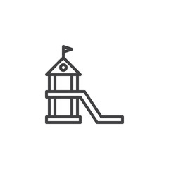 Water park slide outline icon. linear style sign for mobile concept and web design. Aqua park attraction simple line vector icon. Symbol, logo illustration. Pixel perfect vector graphics