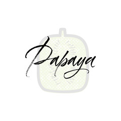 Papaya word on background illustration. Fruit web element, Isolated Vector.