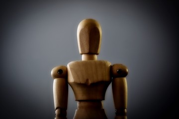 Dark Depressed Looking Wooden Drawing Doll With No Expression