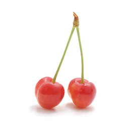 Two ripe cherries.