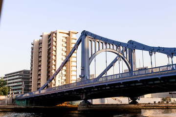 View of big bridge and cityscape at sumida river viewpoint  ,Japan