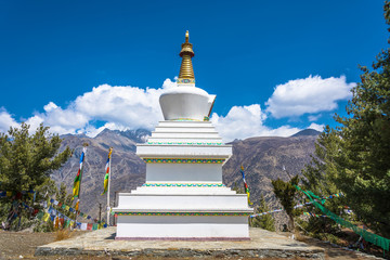 Beautiful stone stupa in the Himalayas, Nepal.