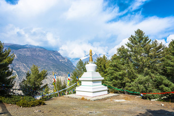 Beautiful stone stupa in the Himalayas, Nepal.