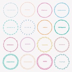 Set Of Colorful Round Frames For Decoration. Handmade Vector Illustration.