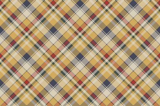 Yellow plaid check fabric texture seamless pattern