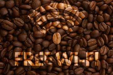 Brown coffee background flat with wi-fi symbol. Text free wi-fi.