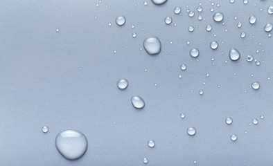Drops of water on a color background. Gray