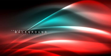 Neon glowing wave, magic energy and light motion background