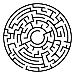 Maze circle. Labyrinth. Maze symbol. Isolated on white background