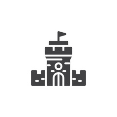 Castle tower vector icon. filled flat sign for mobile concept and web design. Stone tower simple solid icon. Symbol, logo illustration. Pixel perfect vector graphics