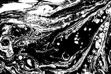 Obraz premium Black and white liquid texture. Hand drawn marbling illustration. Abstract vector background. Monochrome marble pattern.