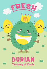 Cute Durian Cartoon/ Mascot Vector Design