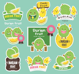 Cute Durian Vector 8 / Cute Durian Vector Packaging Design labels / Mascot Vector Design