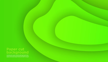 3D abstract background with paper cut shapes. Vector design layout for business presentations, flyers, posters and invitations. Colorful carving art green