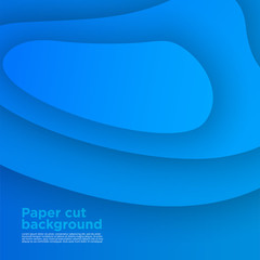 3D abstract background with paper cut shapes. Vector design layout for business presentations, flyers, posters and invitations. Colorful carving art blue