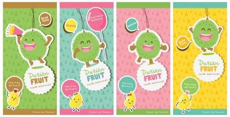 Cute Durian Vector 9 / Durian Tag labels