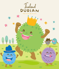Fototapeta premium Cute Durian Vector illustration 2