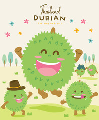Cute Durian Vector illustration