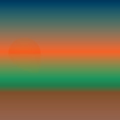 Landscape background. Sunrise with mist on the beach with sand in the foreground and the sun rising over the horizon.